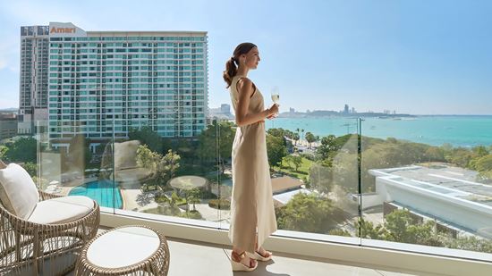 Balcony with seating area in Club Amari Suite
