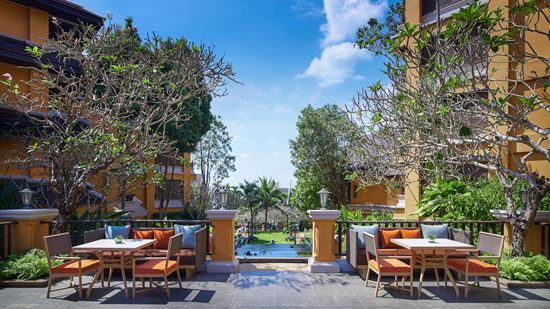 Outdoor seating at Amaya Food Gallery